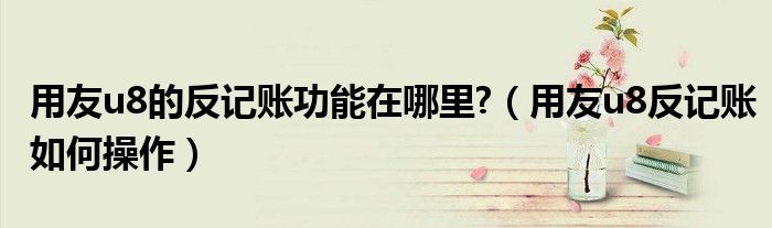 用友u8的反记账功能在哪里?（用友u8反记账如何操作）