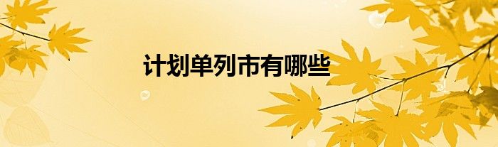 计划单列市有哪些