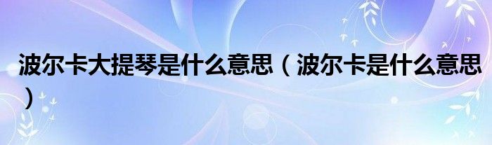 波尔卡大提琴是什么意思（波尔卡是什么意思）