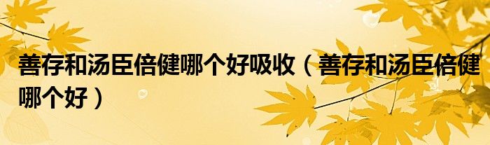 善存和汤臣倍健哪个好吸收（善存和汤臣倍健哪个好）