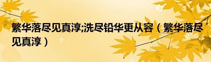 繁华落尽见真淳;洗尽铅华更从容（繁华落尽见真淳）