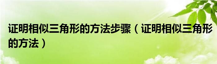 证明相似三角形的方法步骤（证明相似三角形的方法）