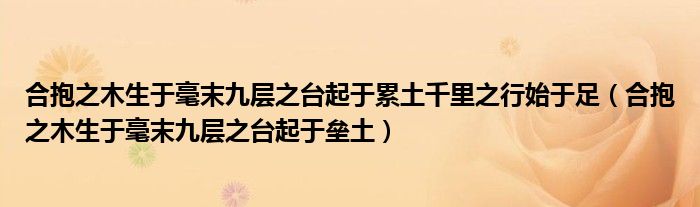 合抱之木生于毫末九层之台起于累土千里之行始于足（合抱之木生于毫末九层之台起于垒土）