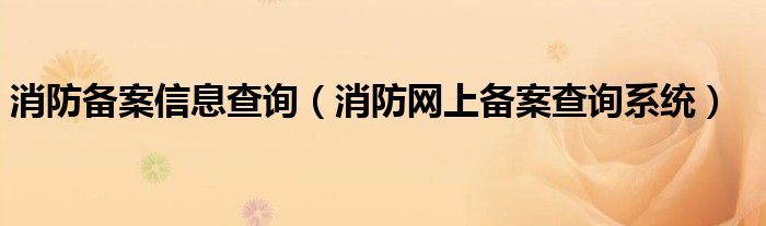 消防备案信息查询（消防网上备案查询系统）