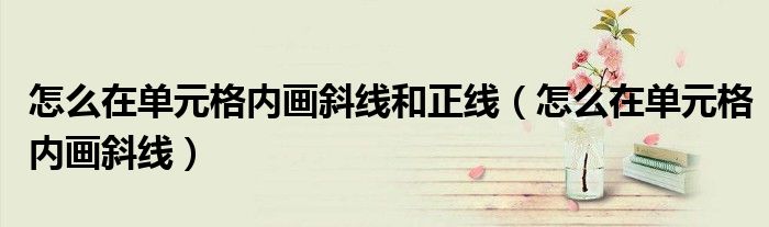 怎么在单元格内画斜线和正线（怎么在单元格内画斜线）