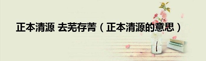 正本清源 去芜存菁（正本清源的意思）
