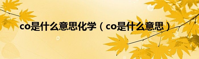 co是什么意思化学（co是什么意思）