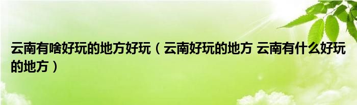 云南有啥好玩的地方好玩（云南好玩的地方 云南有什么好玩的地方）