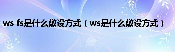 ws fs是什么敷设方式（ws是什么敷设方式）