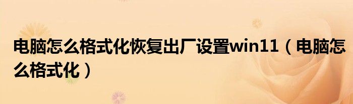 电脑怎么格式化恢复出厂设置win11（电脑怎么格式化）