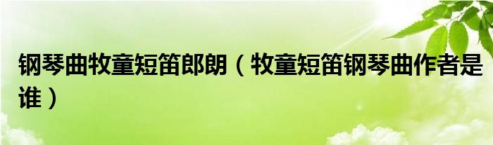钢琴曲牧童短笛郎朗（牧童短笛钢琴曲作者是谁）