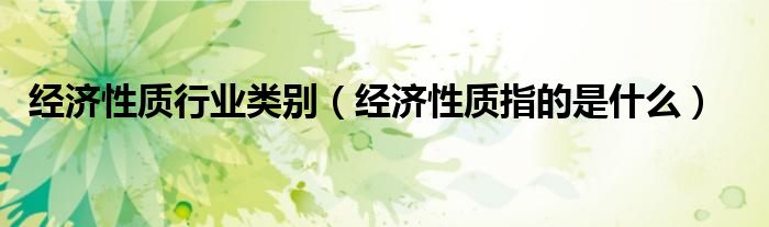 经济性质行业类别（经济性质指的是什么）