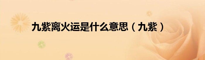 九紫离火运是什么意思（九紫）