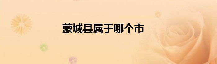 蒙城县属于哪个市