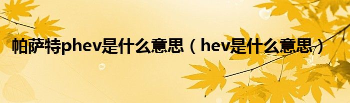 帕萨特phev是什么意思（hev是什么意思）