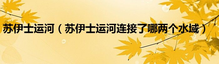 苏伊士运河（苏伊士运河连接了哪两个水域）