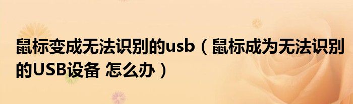 鼠标变成无法识别的usb（鼠标成为无法识别的USB设备 怎么办）