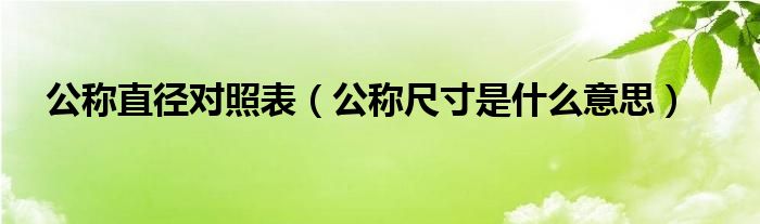 公称直径对照表（公称尺寸是什么意思）