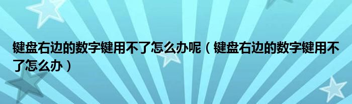 键盘右边的数字键用不了怎么办呢（键盘右边的数字键用不了怎么办）