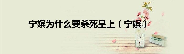 宁嫔为什么要杀死皇上（宁嫔）