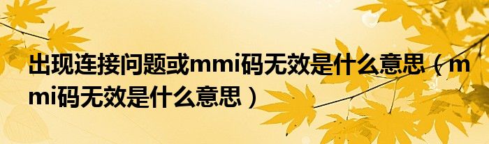 出现连接问题或mmi码无效是什么意思（mmi码无效是什么意思）
