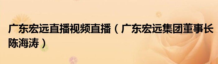 广东宏远直播视频直播（广东宏远集团董事长陈海涛）