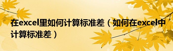 在excel里如何计算标准差（如何在excel中计算标准差）