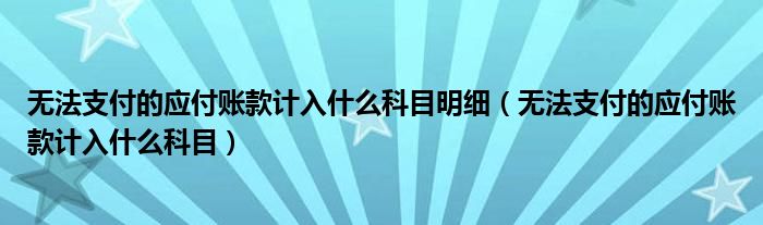 无法支付的应付账款计入什么科目明细（无法支付的应付账款计入什么科目）