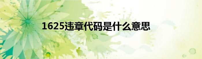 1625违章代码是什么意思