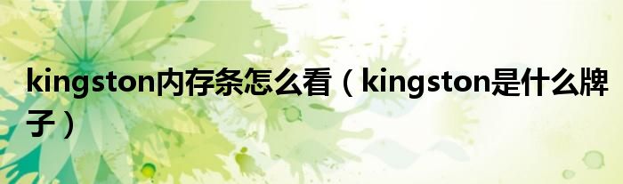 kingston内存条怎么看（kingston是什么牌子）