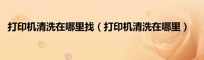 打印机清洗在哪里找（打印机清洗在哪里）