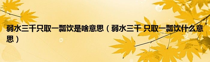 弱水三千只取一瓢饮是啥意思（弱水三千 只取一瓢饮什么意思）