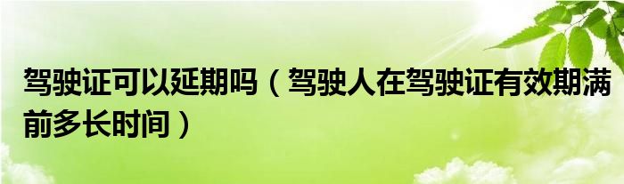 驾驶证可以延期吗（驾驶人在驾驶证有效期满前多长时间）