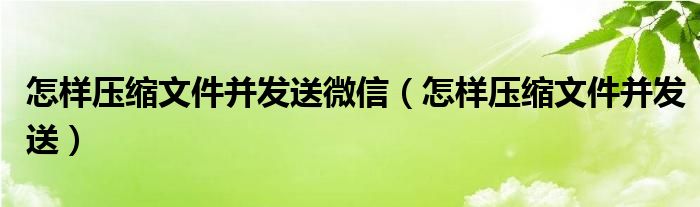 怎样压缩文件并发送微信（怎样压缩文件并发送）