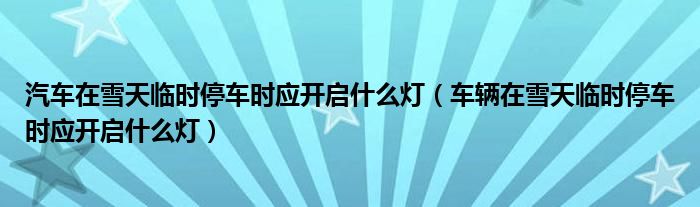 汽车在雪天临时停车时应开启什么灯（车辆在雪天临时停车时应开启什么灯）