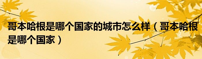 哥本哈根是哪个国家的城市怎么样（哥本哈根是哪个国家）