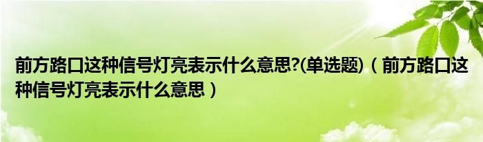 前方路口这种信号灯亮表示什么意思?(单选题)（前方路口这种信号灯亮表示什么意思）