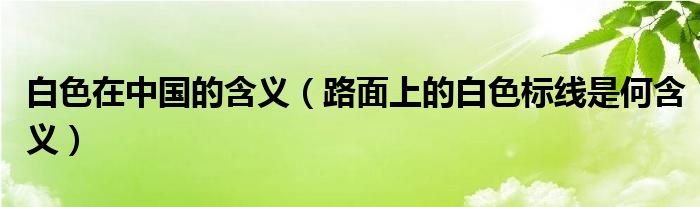 白色在中国的含义（路面上的白色标线是何含义）