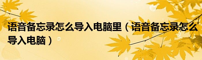 语音备忘录怎么导入电脑里（语音备忘录怎么导入电脑）
