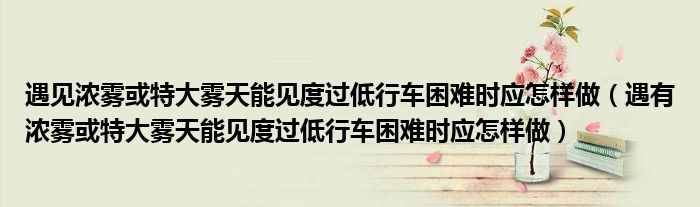 遇见浓雾或特大雾天能见度过低行车困难时应怎样做（遇有浓雾或特大雾天能见度过低行车困难时应怎样做）