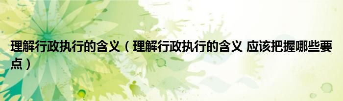 理解行政执行的含义（理解行政执行的含义 应该把握哪些要点）