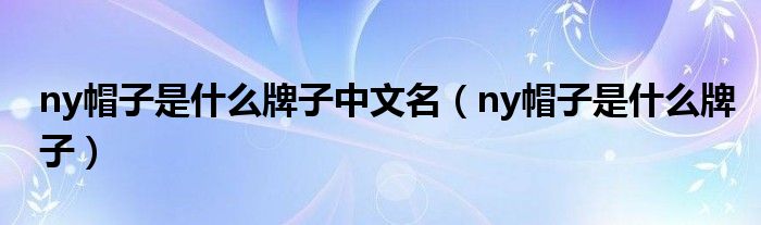 ny帽子是什么牌子中文名（ny帽子是什么牌子）