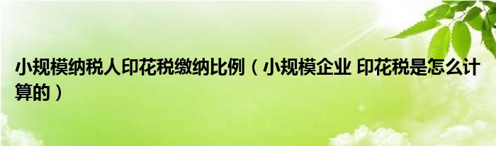 小规模纳税人印花税缴纳比例（小规模企业 印花税是怎么计算的）