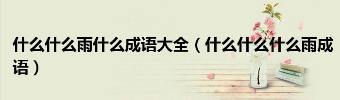 什么什么雨什么成语大全（什么什么什么雨成语）