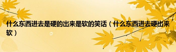 什么东西进去是硬的出来是软的笑话（什么东西进去硬出来软）