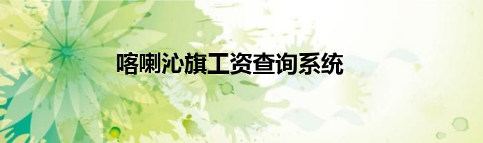 喀喇沁旗工资查询系统
