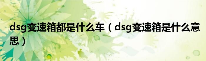 dsg变速箱都是什么车（dsg变速箱是什么意思）