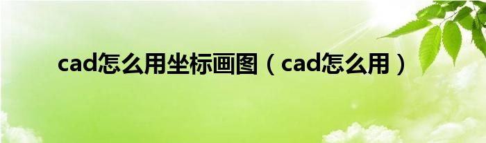 cad怎么用坐标画图（cad怎么用）