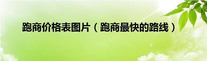 跑商价格表图片（跑商最快的路线）