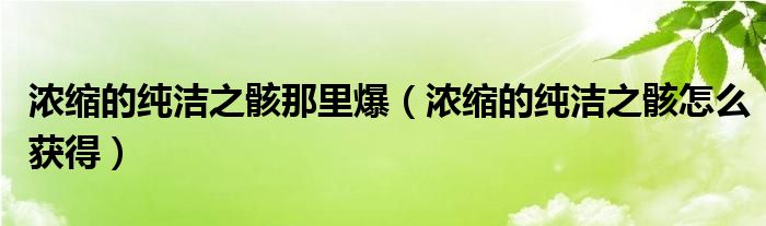 浓缩的纯洁之骸那里爆（浓缩的纯洁之骸怎么获得）